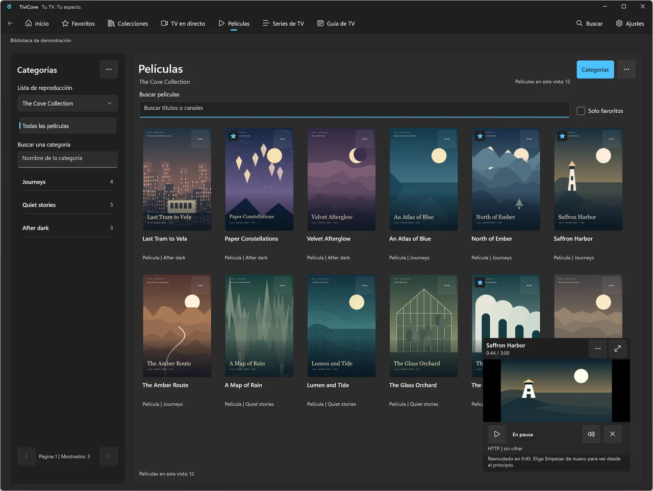 Pantalla completa, imagen en imagen y minirreproductor